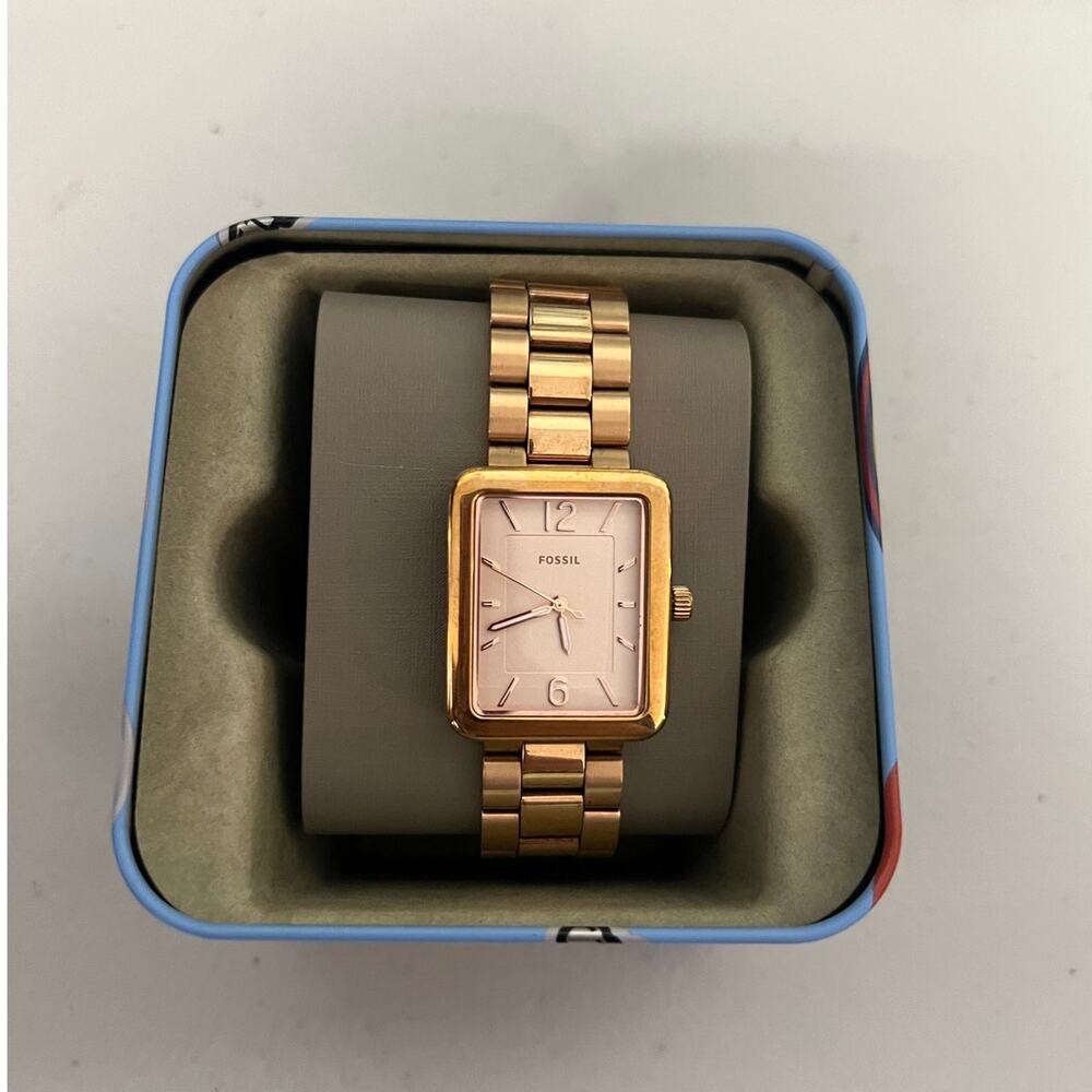Fossil ES4156 Atwater Rose Gold Square Stainless Steel Ladies Quartz Watch